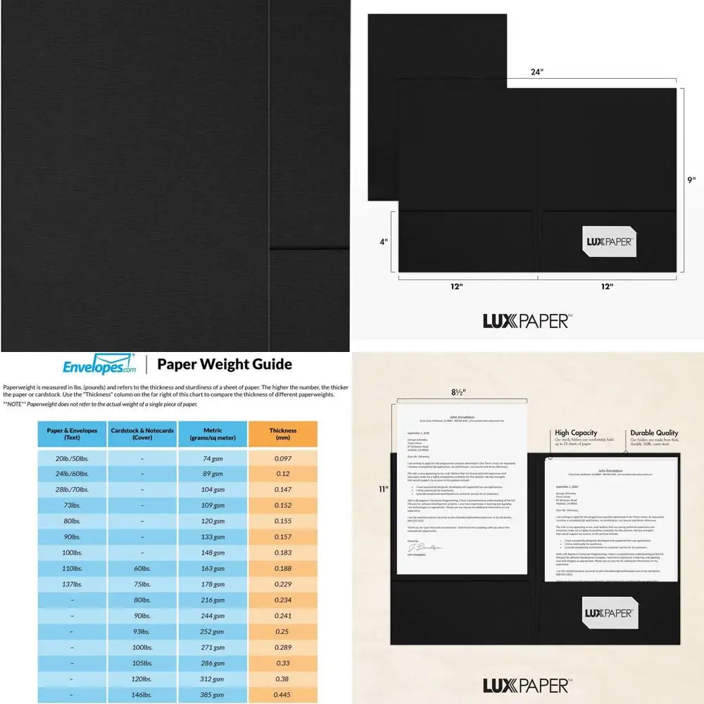 Double Pocket Presentation Folders, Black Linen, 100lb Cover, 50 Quantity
Double Pocket Presentation Folders, Black Linen, 100lb Cover, 50 Quantity