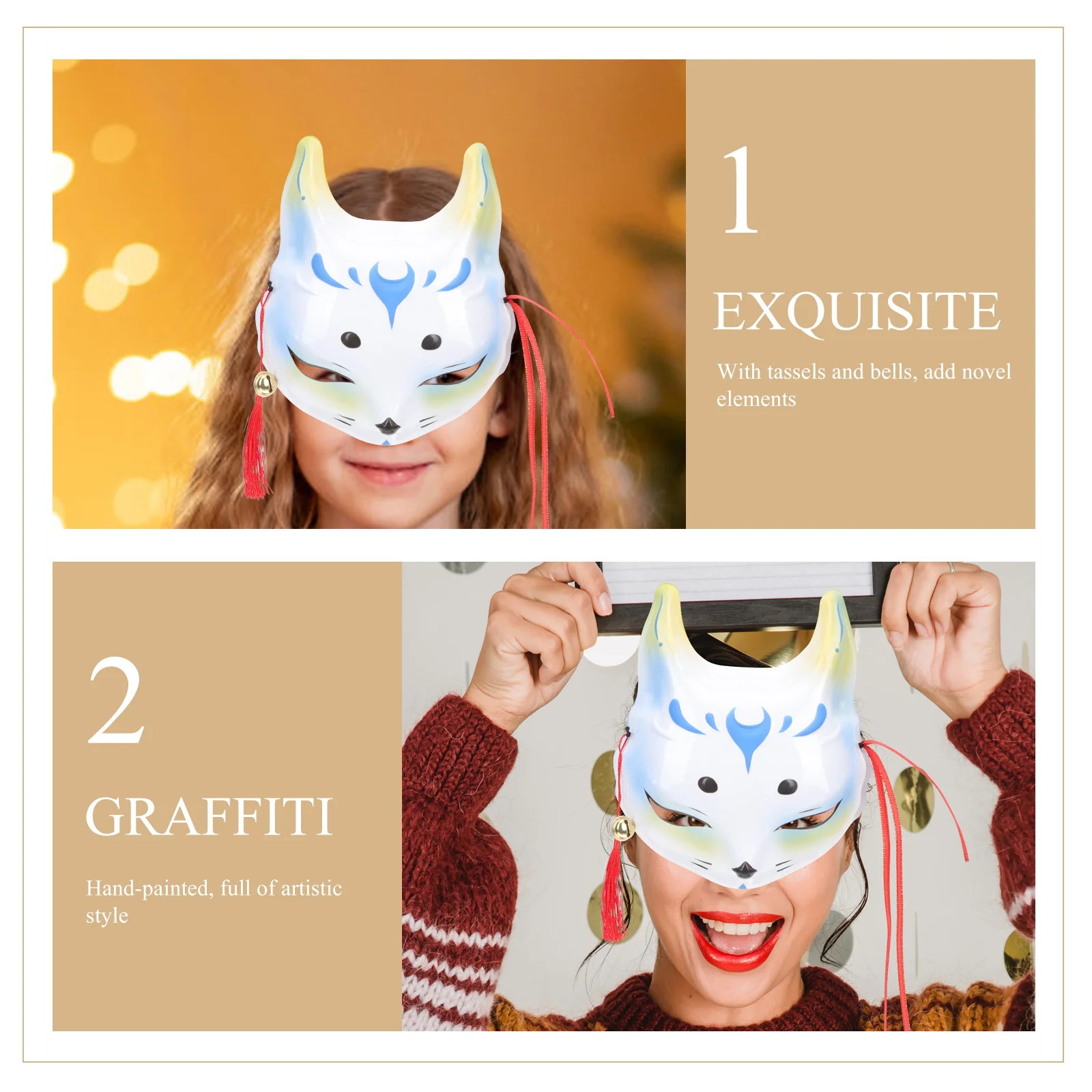 2 Pcs Little Fox Demon Mask Decor The Accessories Party Supply Halloween PVC Scary Face Fox-style Unique Man 
2 Pcs Little Fox Demon Mask Decor The Accessories Party Supply Halloween PVC Scary Face Fox-style Unique Man