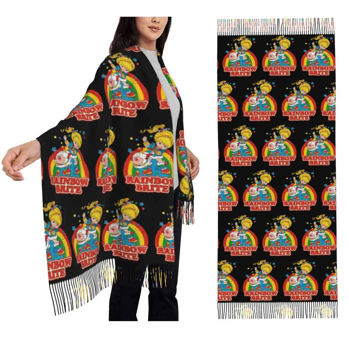 Rainbow Brite Vintage Colorful Design Scarf Tassel Scarves for Women Soft Warm Shawls and Wraps Large Fall Winter Shawl Wrap
Rainbow Brite Vintage Colorful Design Scarf Tassel Scarves for Women Soft Warm Shawls and Wraps Large Fall Winter Shawl Wrap