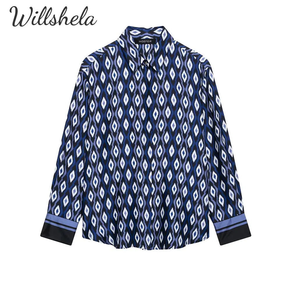 Willshela Women Fashion Geometric Printed Shirt Lapel Collar Long Sleeves Female Chic Lady Casual Mujer Tops Blouse
Willshela Women Fashion Geometric Printed Shirt Lapel Collar Long Sleeves Female Chic Lady Casual Mujer Tops Blouse