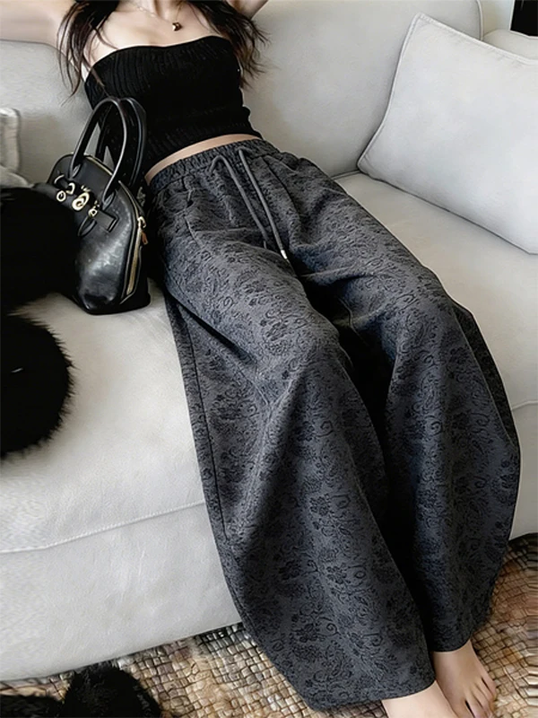 Gray Floral Casual Wide Leg Pants Women's Loose Lazy Drape High-End Straight Long Trousers Summer New Style Natural Waist
Gray Floral Casual Wide Leg Pants Women's Loose Lazy Drape High-End Straight Long Trousers Summer New Style Natural Waist
