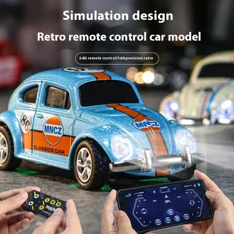 1:64 Mini Small Rc Car Wireless Mini Beetle Alloy Toy Car Mobile Phone Remote Control Retro Remote Control Car Model