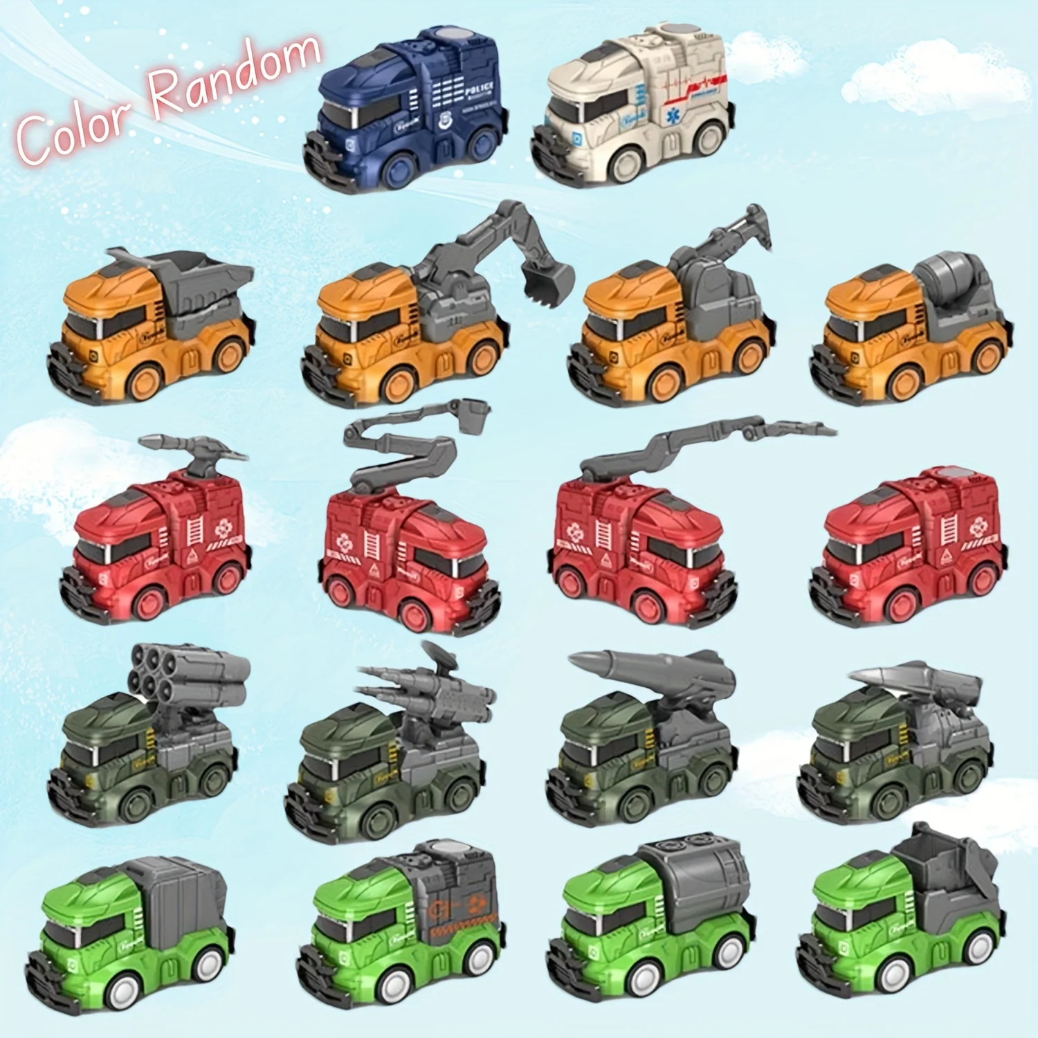 8Pcs/10Pcs/18Pcs Fire Fighting Truck Service vehicles Military Vehicles Engineering Car City Sanitation Truck Toys
8Pcs/10Pcs/18Pcs Fire Fighting Truck Service vehicles Military Vehicles Engineering Car City Sanitation Truck Toys