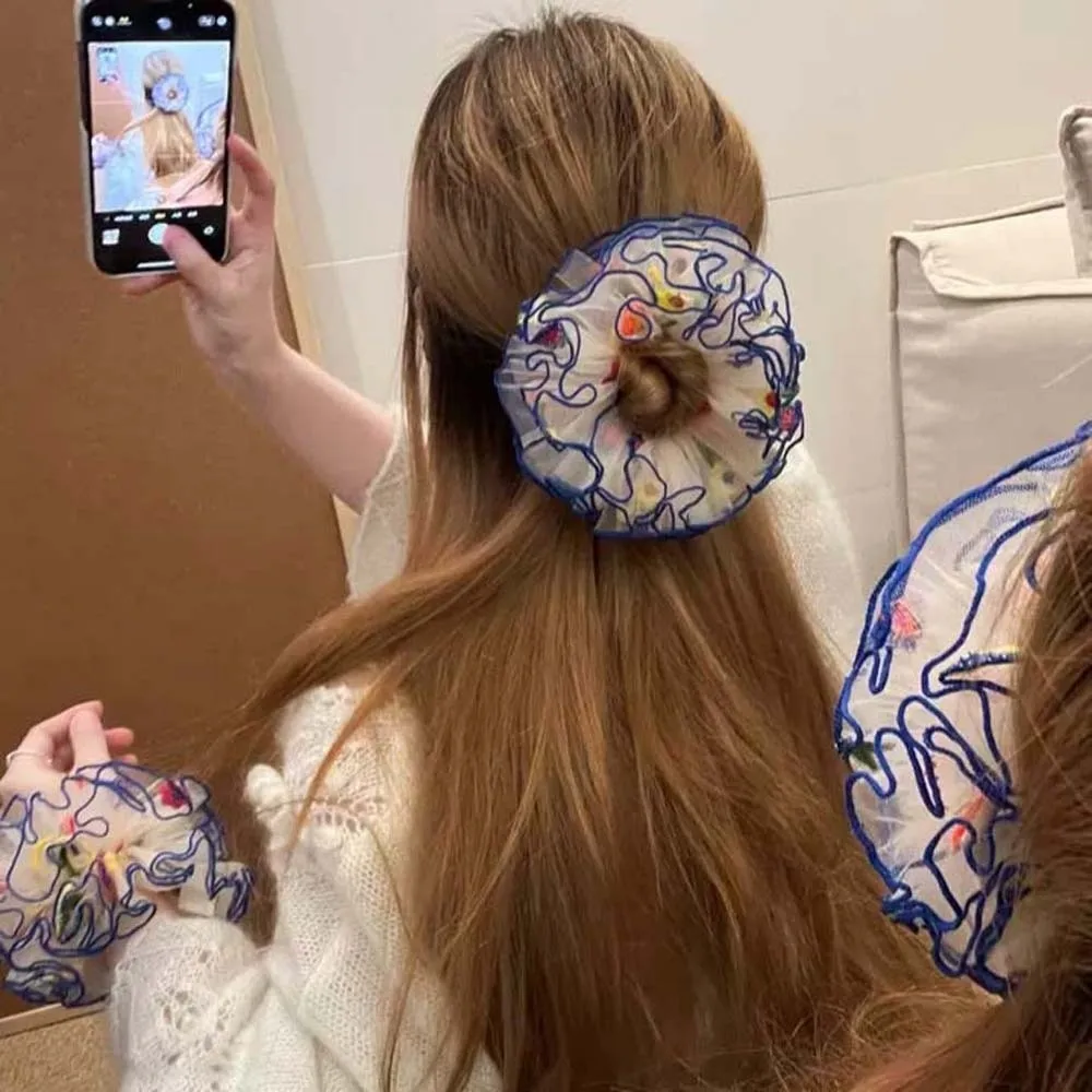 Large Intestine Circle Embroidered Mesh Scrunchie Elastic Quirky Style Flower Lace Hair Ring Korean Style Sweet Bun Rubber Bands
Large Intestine Circle Embroidered Mesh Scrunchie Elastic Quirky Style Flower Lace Hair Ring Korean Style Sweet Bun Rubber Bands