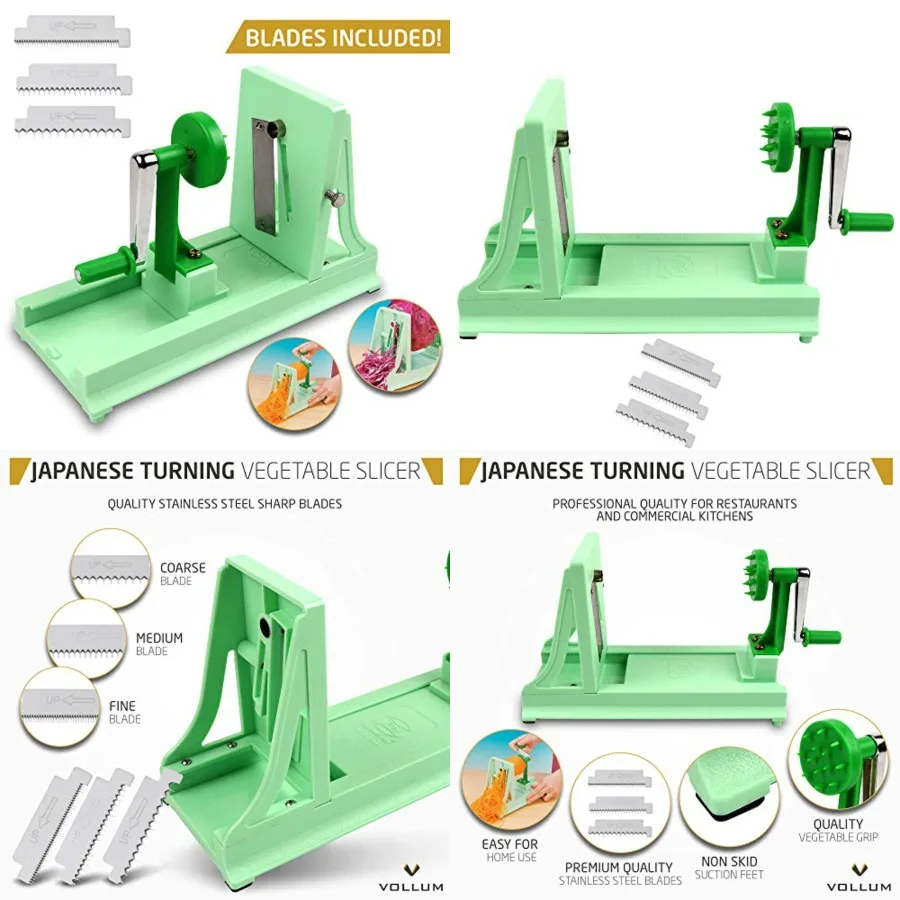 Japanese Turning Vegetable Spiralizer, Veggie Spiralizer For Fresh Zucchini, Squash, Butternut Squash with 1 Straight-Edged Bla
Japanese Turning Vegetable Spiralizer, Veggie Spiralizer For Fresh Zucchini, Squash, Butternut Squash with 1 Straight-Edged Bla