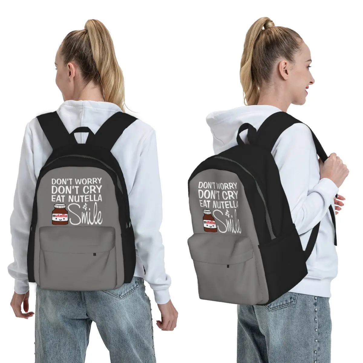 Don't Worry Don't Cry Eat Nutella And Smile Backpack Boys Girls BookBag Kids School Bag Computer Shoulder Bags for Men Women
Don't Worry Don't Cry Eat Nutella And Smile Backpack Boys Girls BookBag Kids School Bag Computer Shoulder Bags for Men Women