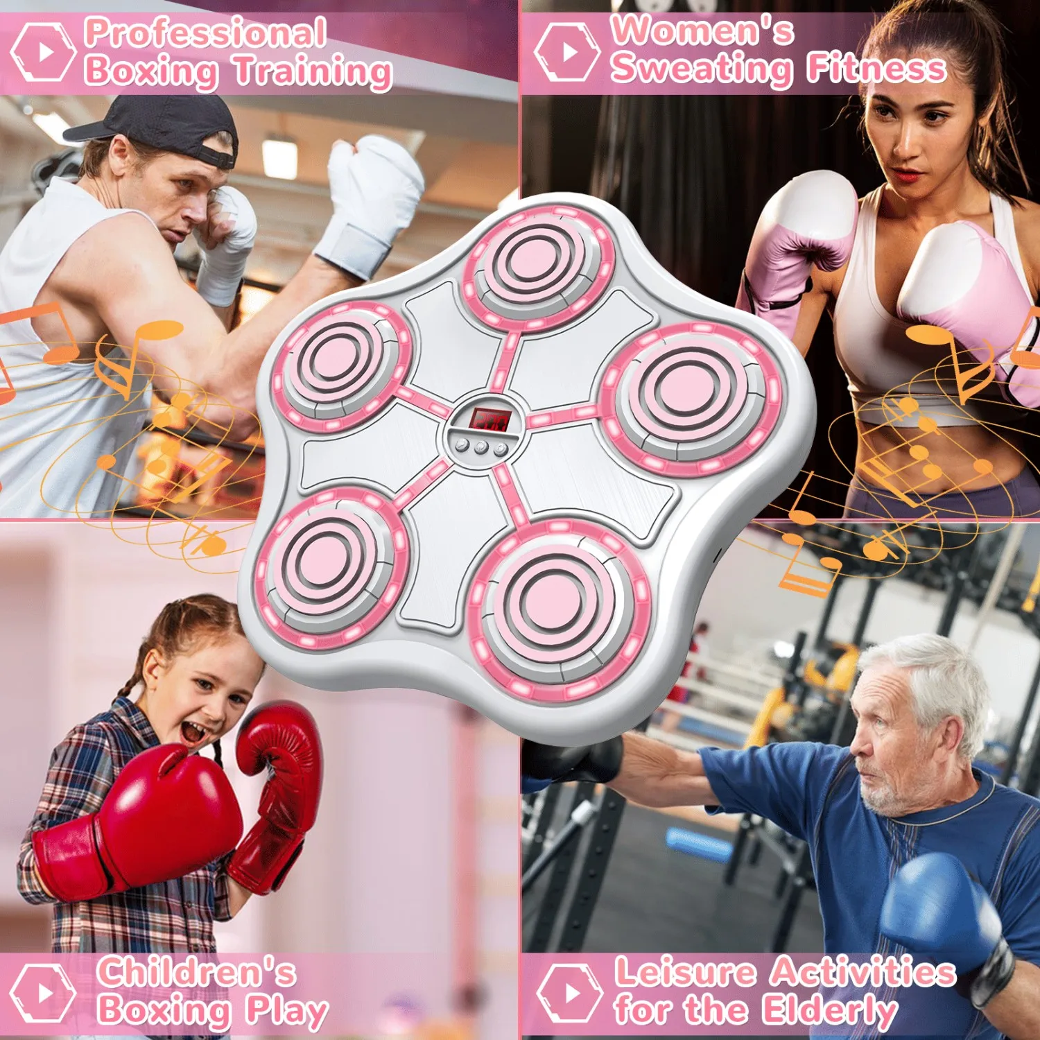 Five key boxing target-white body-white keys-pink light-pink eva Upgraded
Five key boxing target-white body-white keys-pink light-pink eva Upgraded