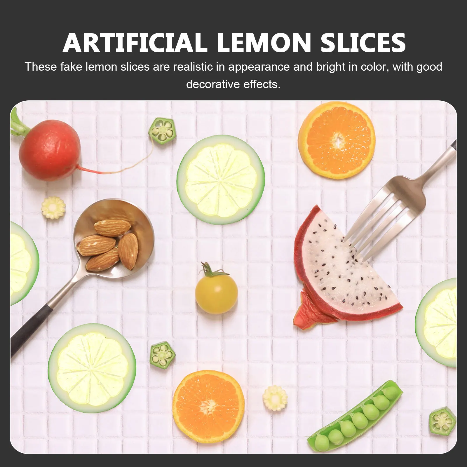 6 шт. Искусственные ломтики лимона, реалистичные фруктовые украшения для дома, офиса, вечеринок, реквизит для фотосъемки, имитация цитрусовых из ПВХ
6 шт. Искусственные ломтики лимона, реалистичные фруктовые украшения для дома, офиса, вечеринок, реквизит для фотосъемки, имитация цитрусовых из ПВХ