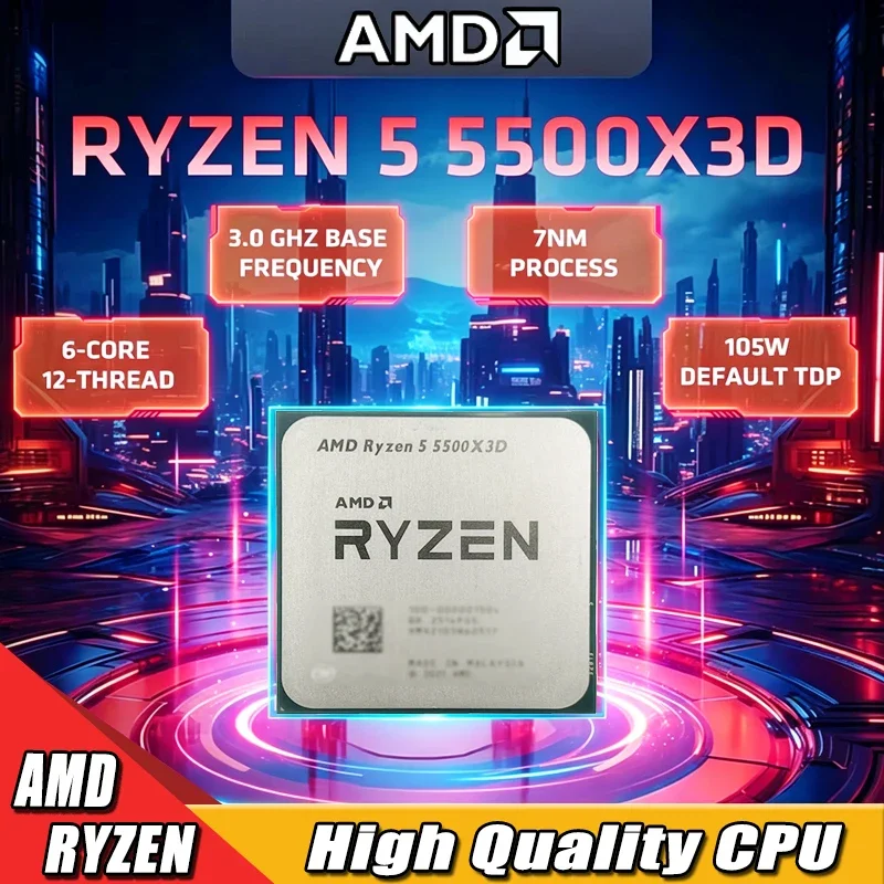 AMD Ryzen 5 5500X3D R5 5500X3D CPU 6-Core 12-Thread 4.0GHz Unlocked Desktop Processor Socket AM5 Gaming CPU Without Package
AMD Ryzen 5 5500X3D R5 5500X3D CPU 6-Core 12-Thread 4.0GHz Unlocked Desktop Processor Socket AM5 Gaming CPU Without Package