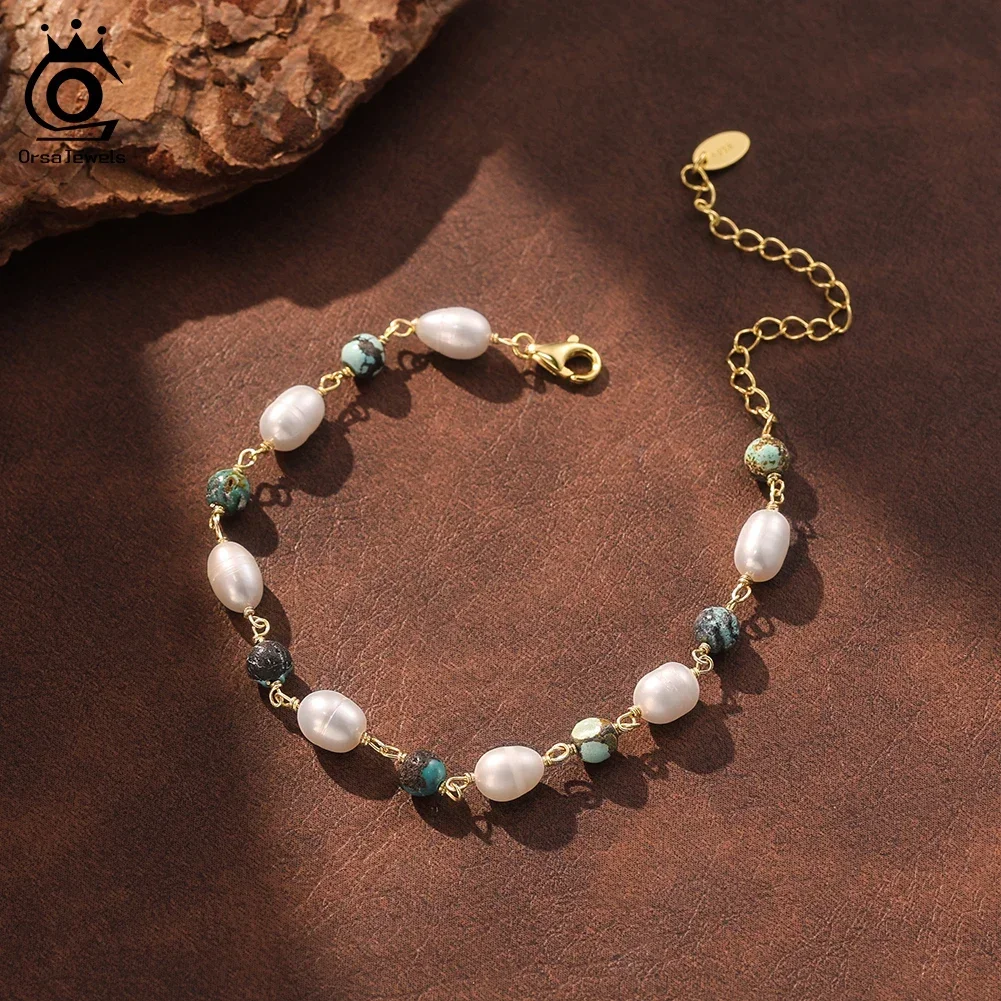 ORSA JEWELS S925 Silver 5mm Natural Hubei Turquoise Stone Beads Bracelet Chain with Freshwater Pearl Boho Luck Jewelry MPB15
ORSA JEWELS S925 Silver 5mm Natural Hubei Turquoise Stone Beads Bracelet Chain with Freshwater Pearl Boho Luck Jewelry MPB15