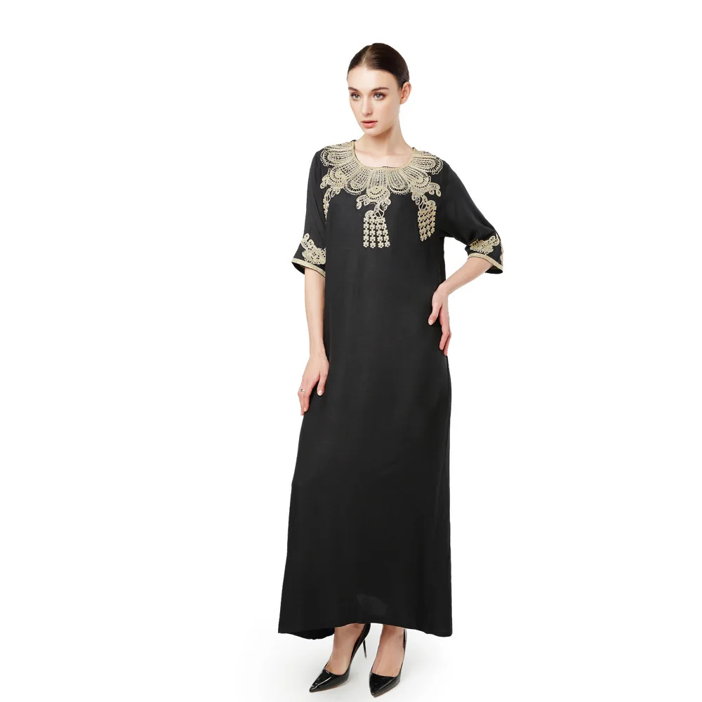 Türkiye Muslim Women's Embroidery Lace Up Short Sleeve Abaya Robe Dubai Swing Dress
Türkiye Muslim Women's Embroidery Lace Up Short Sleeve Abaya Robe Dubai Swing Dress
