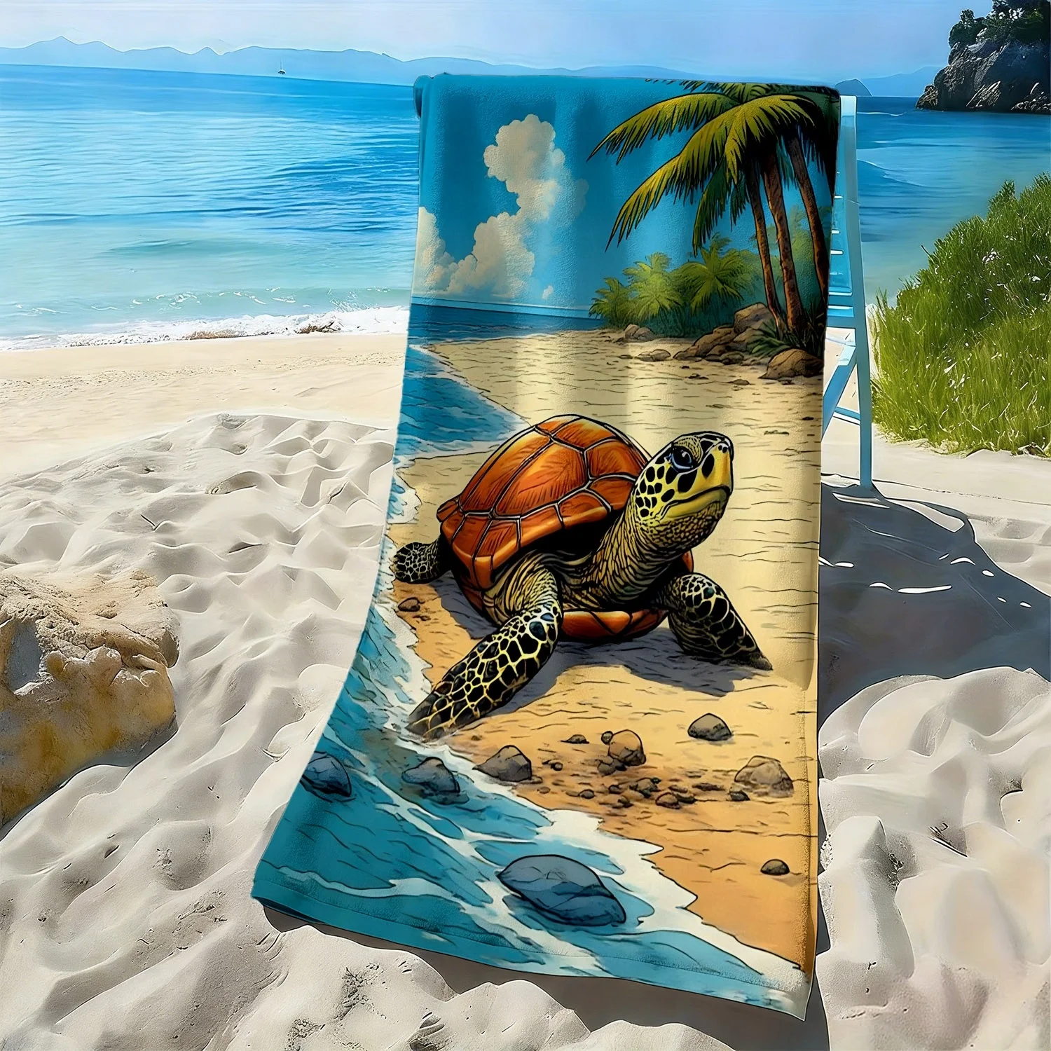 Turtle and Tropical Marine Life Pattern polyester microfiber beach towel is highly absorbent suitable for swimming beach outings
Turtle and Tropical Marine Life Pattern polyester microfiber beach towel is highly absorbent suitable for swimming beach outings