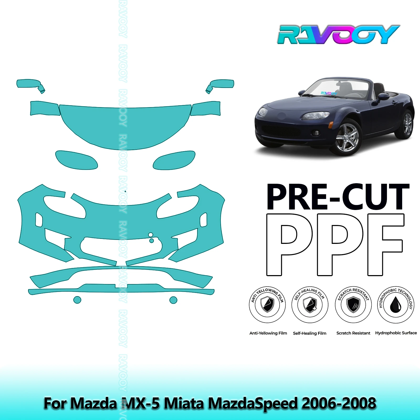 8.5Mil Precut Paint Protection Film PPF Clear Bra Front Kit For Mazda MX-5 Miata MazdaSpeed 2006-2008
8.5Mil Precut Paint Protection Film PPF Clear Bra Front Kit For Mazda MX-5 Miata MazdaSpeed 2006-2008