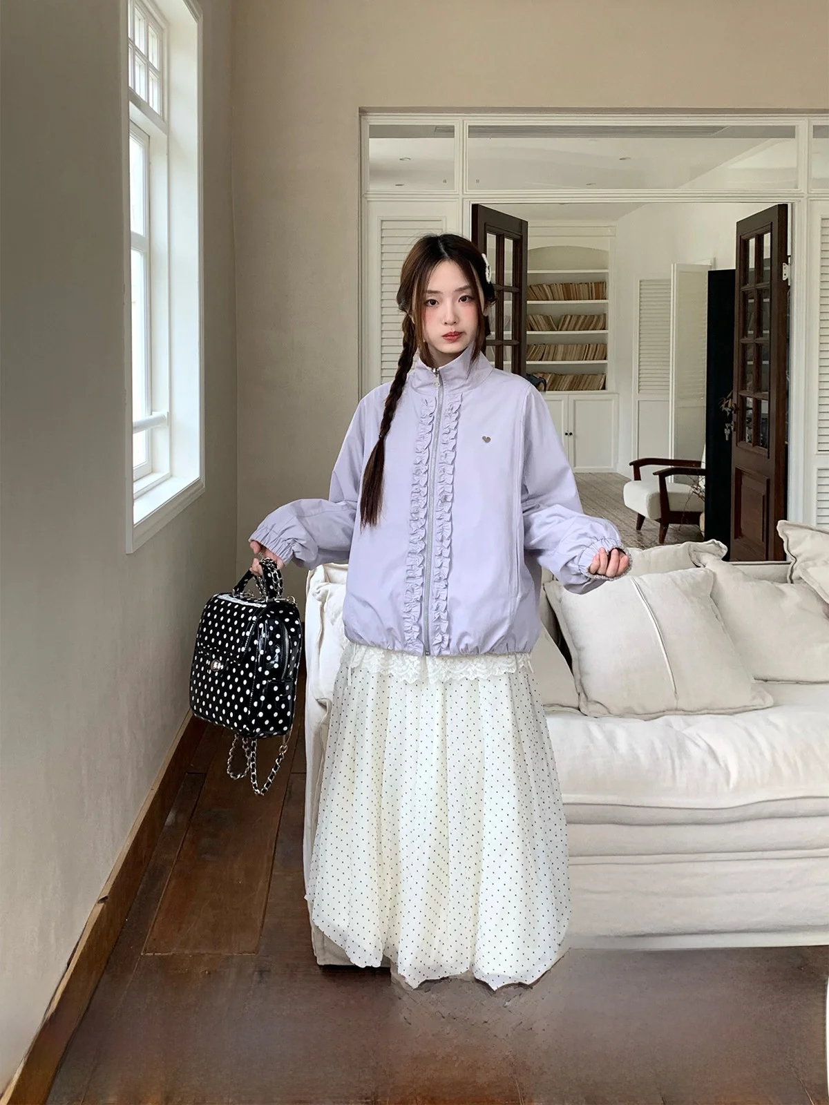 Sweet Style Half High Collar Double Sided Wear Short Coat Women's Long Sleeve Spring Windbreaker Cotton Fabric Standard Fit
Sweet Style Half High Collar Double Sided Wear Short Coat Women's Long Sleeve Spring Windbreaker Cotton Fabric Standard Fit