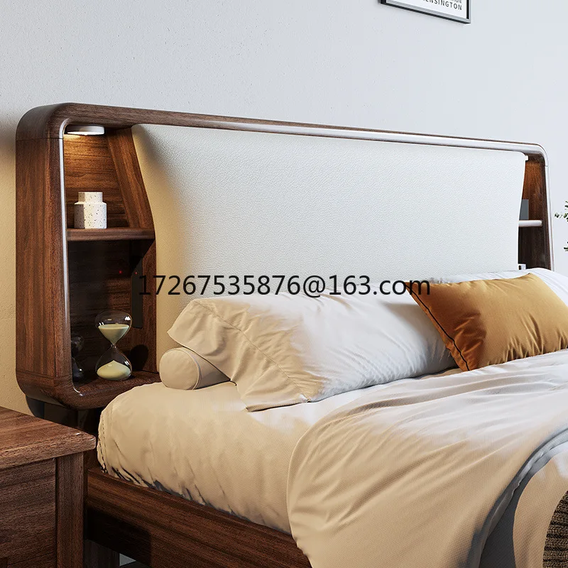 Soft walnut rice double bed solid wood bed, new Chinese bed master bedroom by two meters storage rack
Soft walnut rice double bed solid wood bed, new Chinese bed master bedroom by two meters storage rack