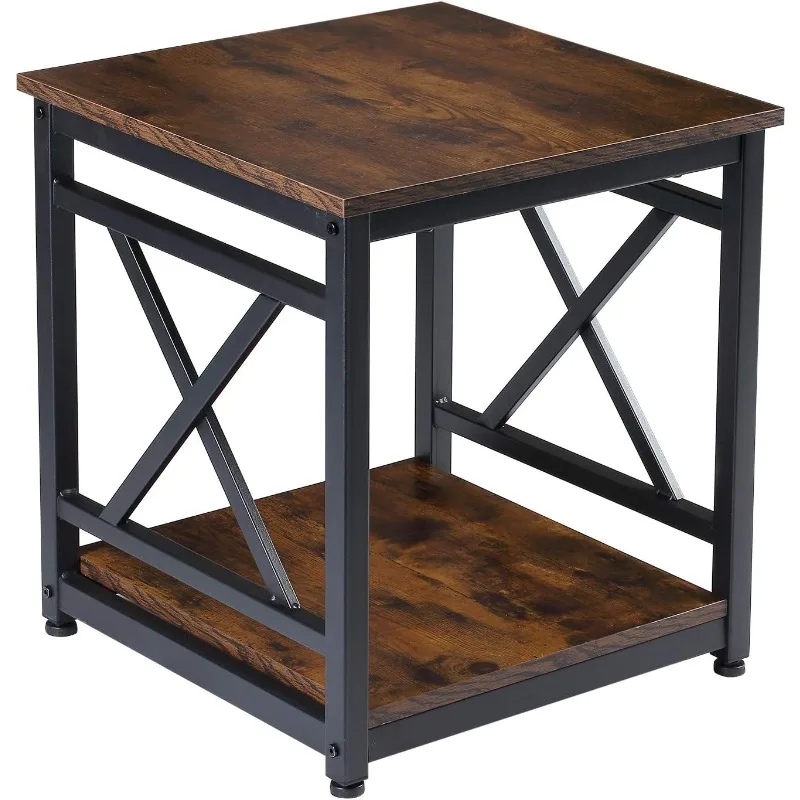 Industrial End Table Side Table with 2-Tier Storage Shelf, 18'' Square Nightstand Bedside Table X-Design Metal Frame for Living
Industrial End Table Side Table with 2-Tier Storage Shelf, 18'' Square Nightstand Bedside Table X-Design Metal Frame for Living