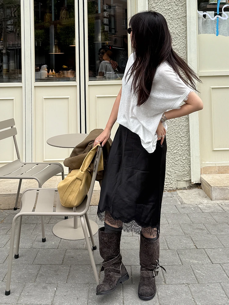 Ele Lace Patchwork Silk f Skirt High Waist A-Line Casual Summer Faion for Young Women Luxury Sensation
Ele Lace Patchwork Silk f Skirt High Waist A-Line Casual Summer Faion for Young Women Luxury Sensation