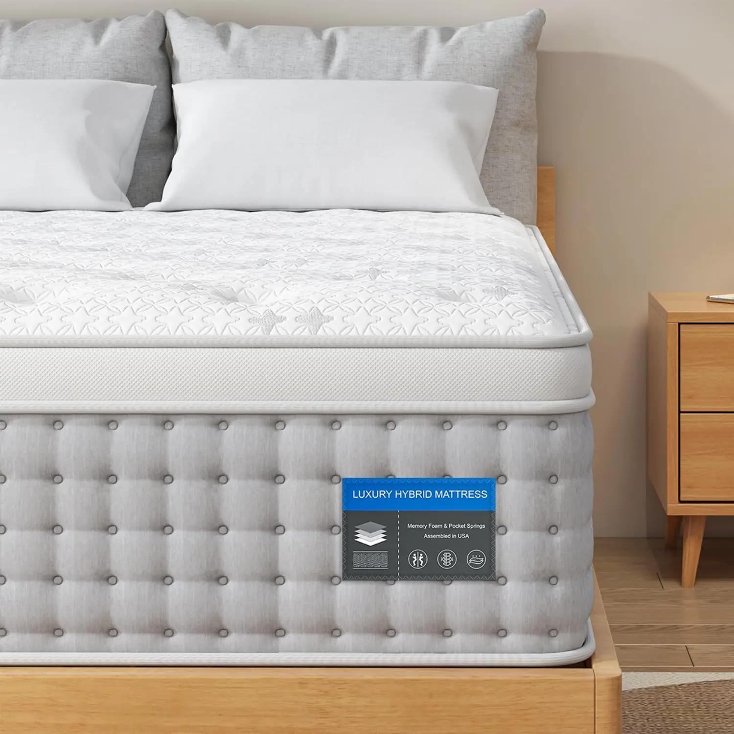 Pain Relief & Cool Sleep, Gel Memory Foam and Individually Pocket Innerspring Mattresses in a Box, Fiberglass Free
Pain Relief & Cool Sleep, Gel Memory Foam and Individually Pocket Innerspring Mattresses in a Box, Fiberglass Free