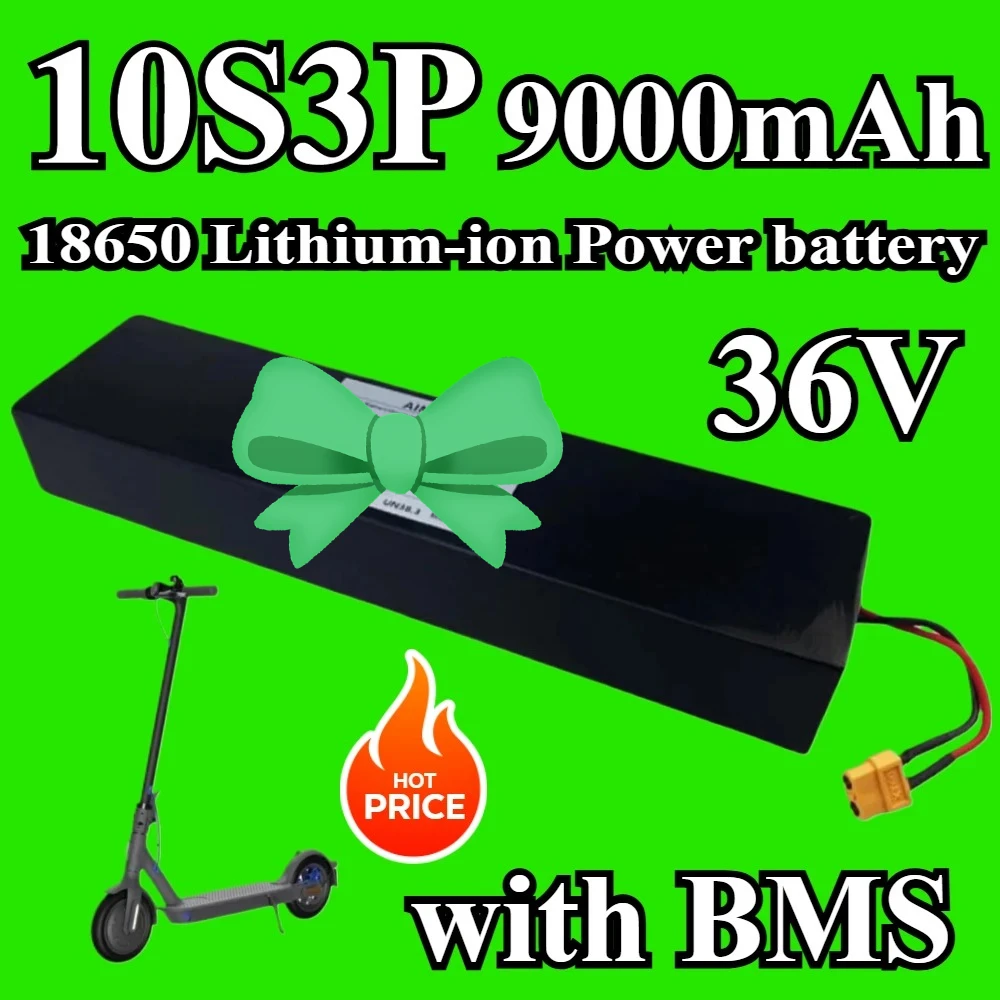 36V 9000mAh 10S3P 18650 rechargeable lithium-ion battery 500W built-in BMS Suitable for KUGOO S1, S2, S3 Electric Scooters
36V 9000mAh 10S3P 18650 rechargeable lithium-ion battery 500W built-in BMS Suitable for KUGOO S1, S2, S3 Electric Scooters