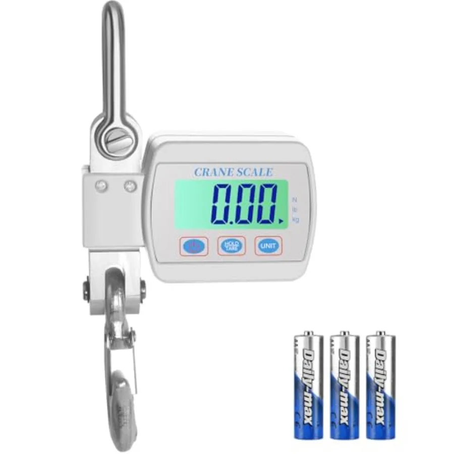 Digital Crane Scale Heavy Duty Hanging Scale- LCD Backlight 1100lbs/500kg Max Capacity High-Precision Sensor Tare and Unit Swit
Digital Crane Scale Heavy Duty Hanging Scale- LCD Backlight 1100lbs/500kg Max Capacity High-Precision Sensor Tare and Unit Swit
