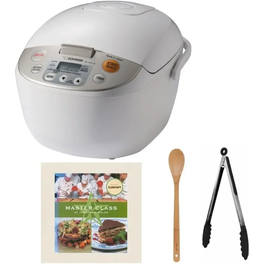 MRice Cooker and Warmer (10-Cup/Beige) Bundle with Cookbook, Kitchen Tongs (StainlSteel, Black) and 15-Inch Bamboo Spoon (4 Item
MRice Cooker and Warmer (10-Cup/Beige) Bundle with Cookbook, Kitchen Tongs (StainlSteel, Black) and 15-Inch Bamboo Spoon (4 Item