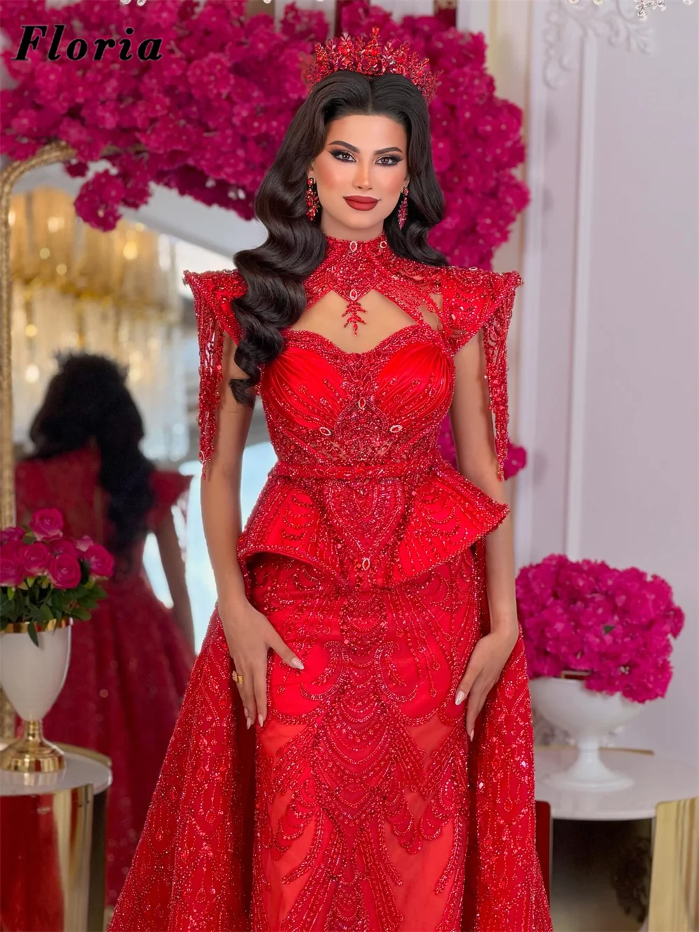 Kaftans Red Beaded Evening Dresses With Overskirt Customized Glitter Crystals Pageant Dress Robes De Soiree Wedding Party Gowns
Kaftans Red Beaded Evening Dresses With Overskirt Customized Glitter Crystals Pageant Dress Robes De Soiree Wedding Party Gowns
