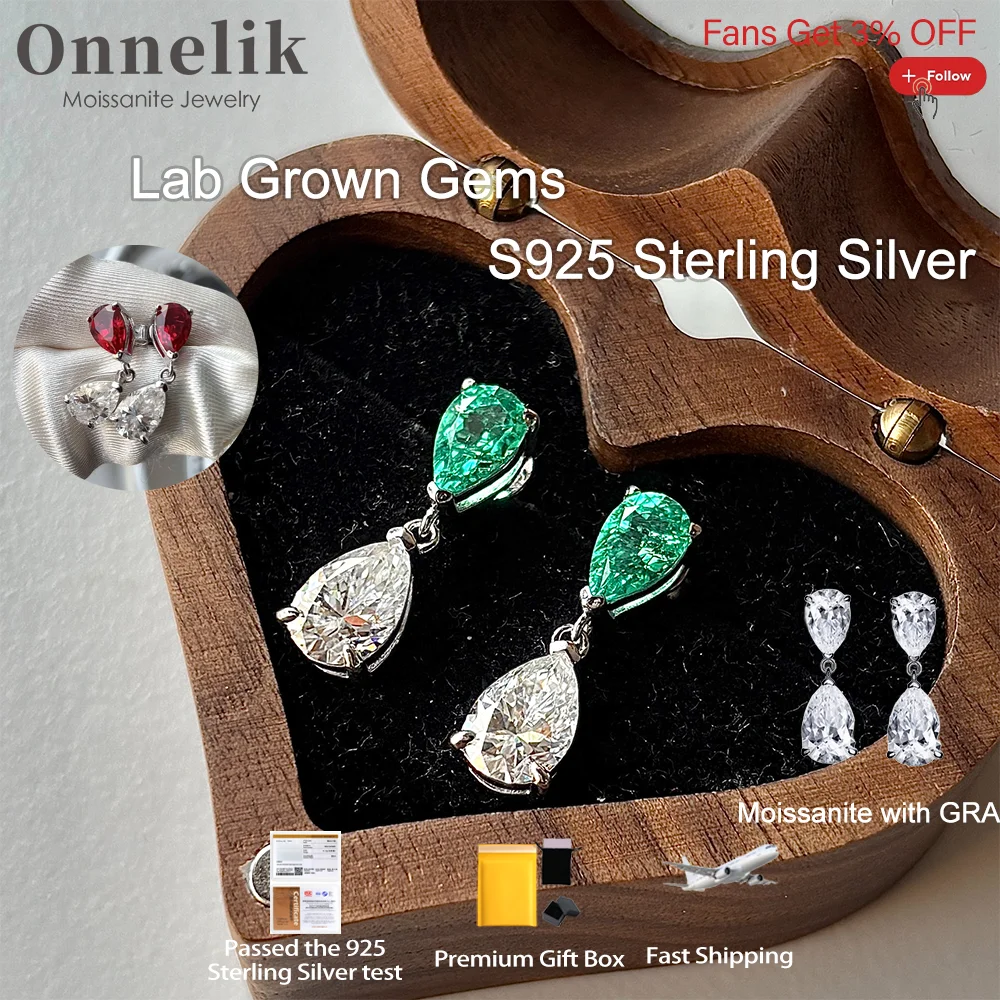 Onnelik Waterdrop Moissanite Diamond Earrings Lab Grown Columbia Emerald/Ruby Earrings S925 Silver for Women Wedding Jewelry
Onnelik Waterdrop Moissanite Diamond Earrings Lab Grown Columbia Emerald/Ruby Earrings S925 Silver for Women Wedding Jewelry
