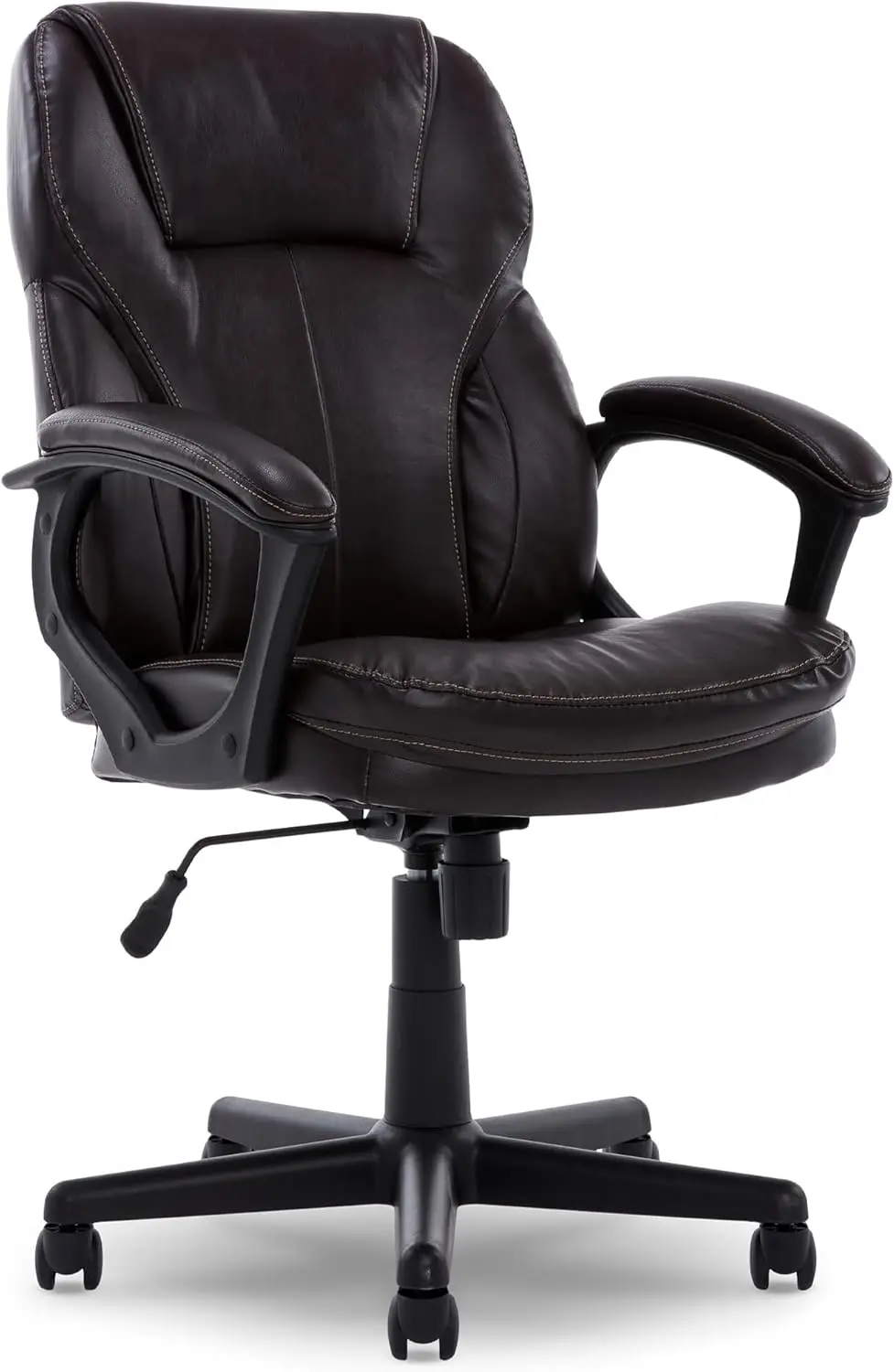 Manager Office, Ergonomic Computer Chair With Layered Body Pillows Contoured Lumbar Zone, Faux Leather, Roasted Chestnut Brown
Manager Office, Ergonomic Computer Chair With Layered Body Pillows Contoured Lumbar Zone, Faux Leather, Roasted Chestnut Brown