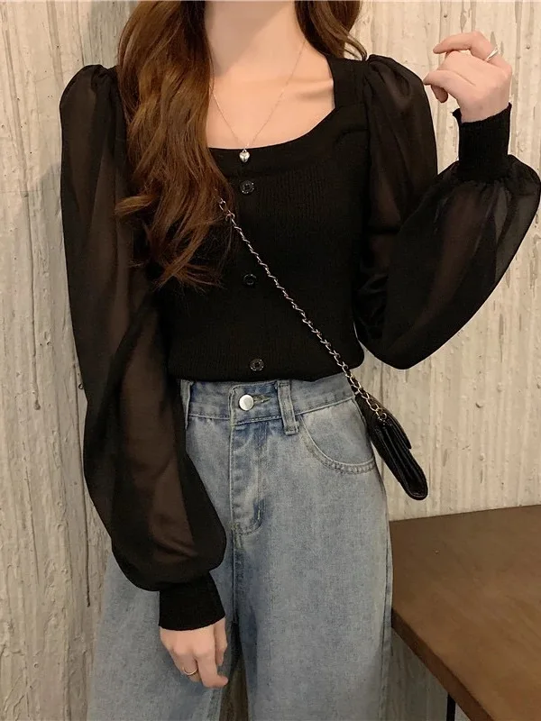 Fashionable Long Sleeve Knitted Top Women's Slim Fit Square Collar Mesh Inner Wear Base Layer French Style Autumn Winter Sweater
Fashionable Long Sleeve Knitted Top Women's Slim Fit Square Collar Mesh Inner Wear Base Layer French Style Autumn Winter Sweater