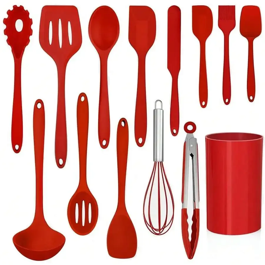 14 Pcs Kitchen Utensils Set With Holder, Silicone CooFKing Utensils Spatula Set, Heat Resistant Cookware Tools In
14 Pcs Kitchen Utensils Set With Holder, Silicone CooFKing Utensils Spatula Set, Heat Resistant Cookware Tools In