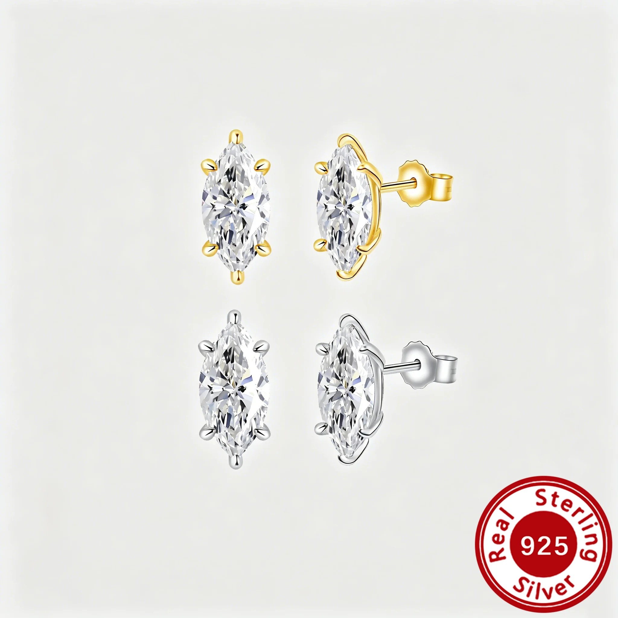 1Pair Marquise Cut Stud Earrings Solid 925 Sterling Silver 6*12mm Sparkling Trendy Luxury Piercing Jewelry Pretty Gifts 9200006
1Pair Marquise Cut Stud Earrings Solid 925 Sterling Silver 6*12mm Sparkling Trendy Luxury Piercing Jewelry Pretty Gifts 9200006