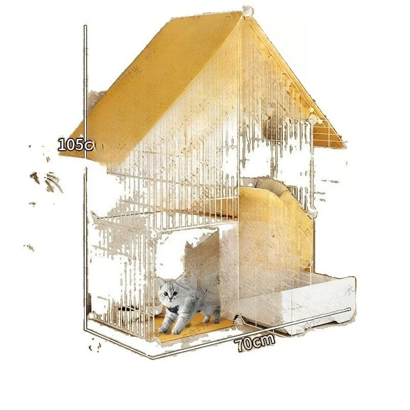 Cat villa with toilet integrated cat cage household indoor large free space 
Cat villa with toilet integrated cat cage household indoor large free space
