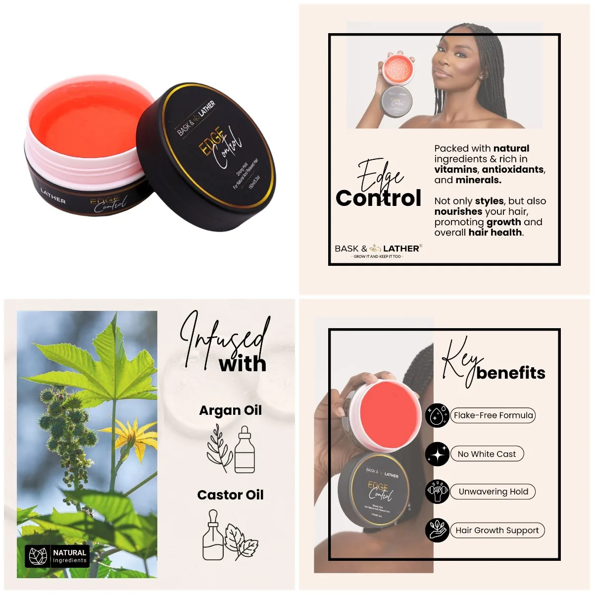 Strong Hold Edge Control Gel with Castor Oil, Non-Greasy, Long Lasting, Natural Formula, For All Hair Types, 5.3 Fl Oz
Strong Hold Edge Control Gel with Castor Oil, Non-Greasy, Long Lasting, Natural Formula, For All Hair Types, 5.3 Fl Oz