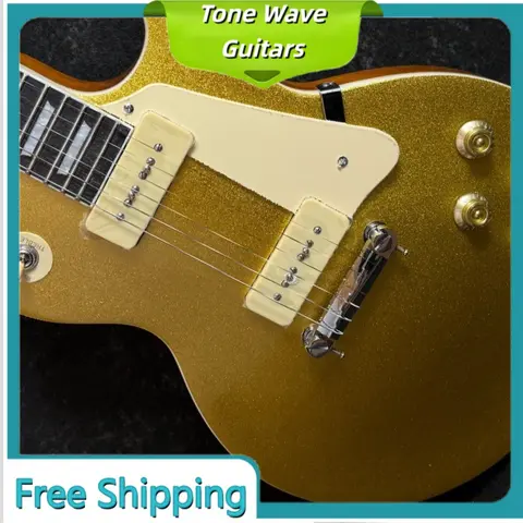 Gold Top LPAPA Style Electric Guitar Mahogany Body Rosewood Fingerboard P90 Single Coil Pickups Fixed Bridge Blues Rock Classic