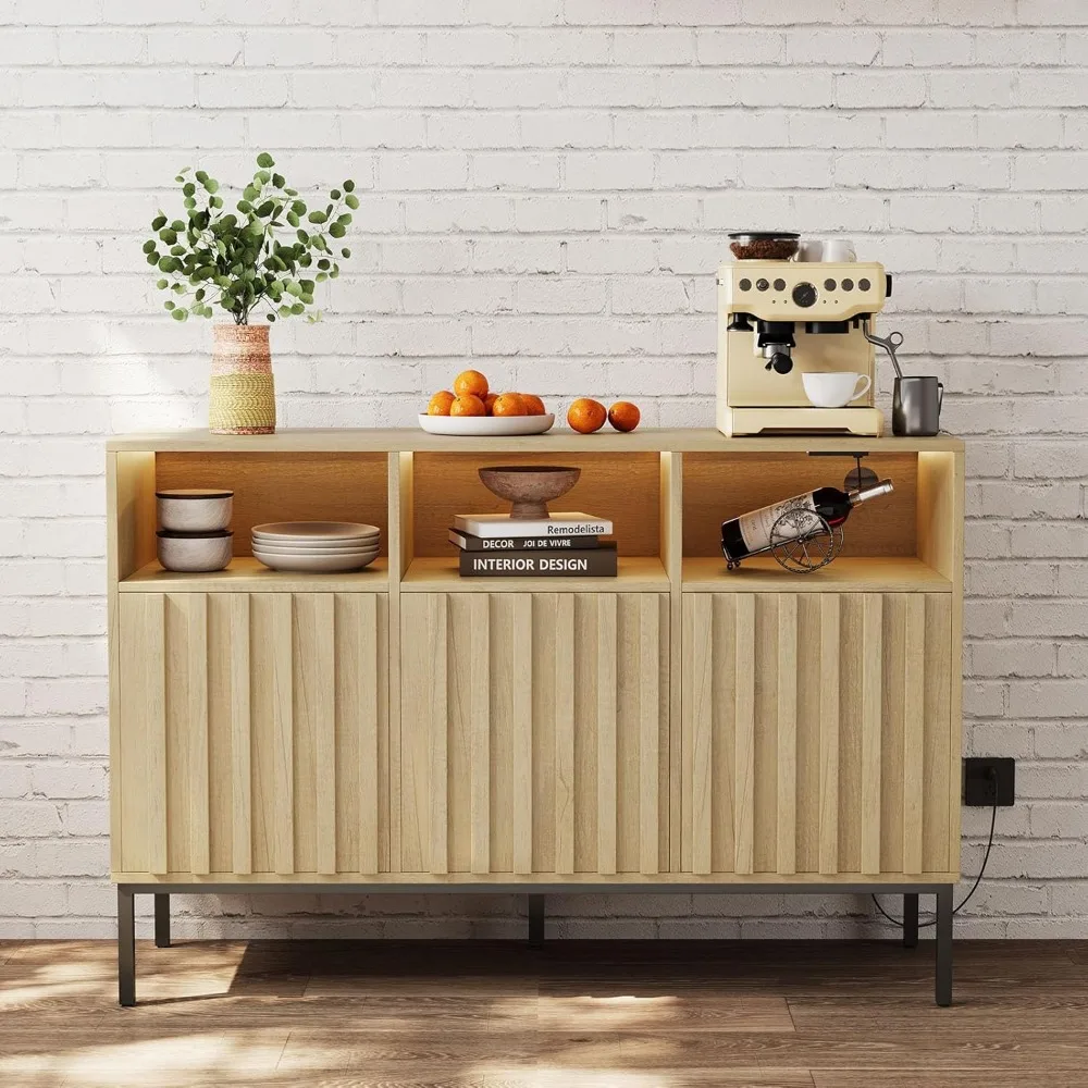 Storage Cabinet Buffet Cabinet with Storage, Fluted Sideboard Cabinet Coffee Bar, Accent Credenza with LED Light, Charging Stati
Storage Cabinet Buffet Cabinet with Storage, Fluted Sideboard Cabinet Coffee Bar, Accent Credenza with LED Light, Charging Stati