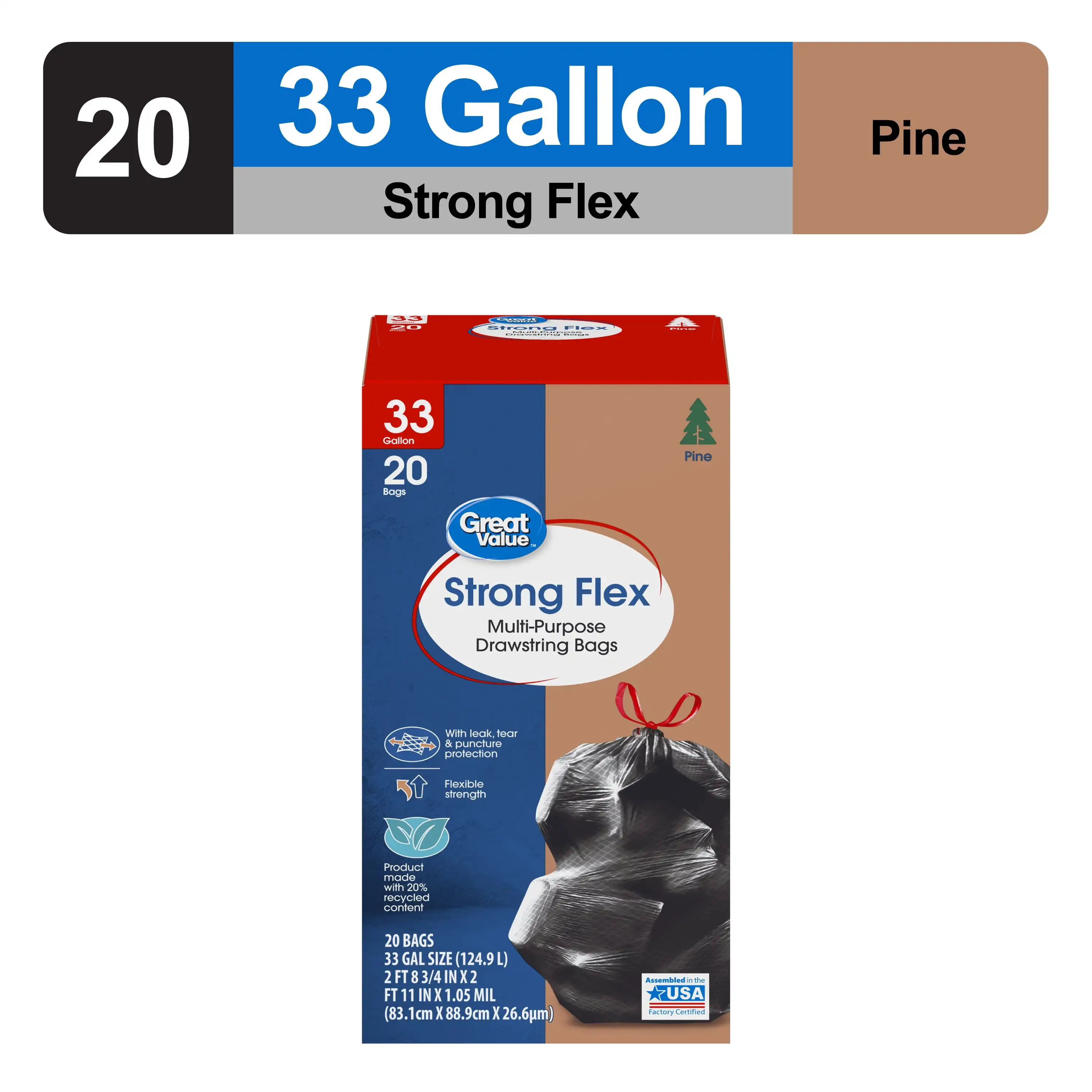 Многоцелевые мешки для мусора Strong Flex на шнурке, 33 галлона, аромат сосны, 20 пакетов
Многоцелевые мешки для мусора Strong Flex на шнурке, 33 галлона, аромат сосны, 20 пакетов