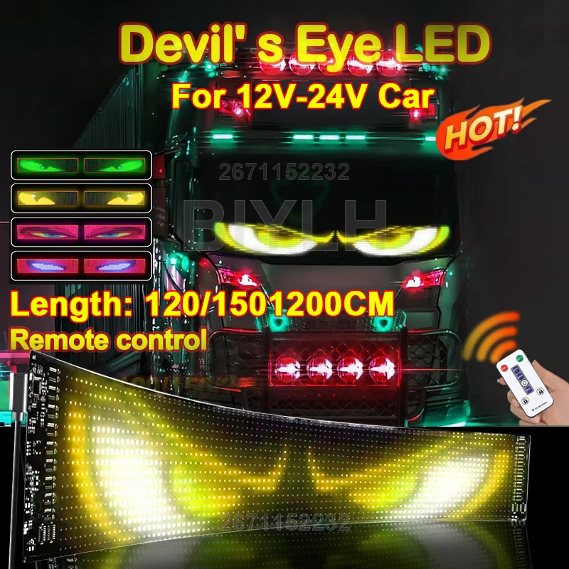 200/150/120/80/70/60 CM Devil's Eye LED Car Atmosphere Light 2-in-1 Car Windshield Dynamic Eye Pixel Light 12V-24V Auto Parts
200/150/120/80/70/60 CM Devil's Eye LED Car Atmosphere Light 2-in-1 Car Windshield Dynamic Eye Pixel Light 12V-24V Auto Parts
