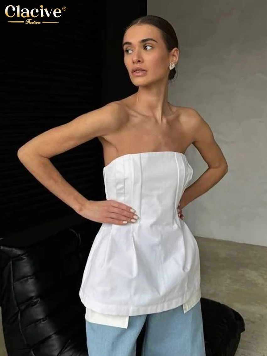 Clacive Summer Slim White Top Women 2024 Fashion Strapless Sleeveless Tank Top Elegant Classic Vest Tops Female Clothing
Clacive Summer Slim White Top Women 2024 Fashion Strapless Sleeveless Tank Top Elegant Classic Vest Tops Female Clothing