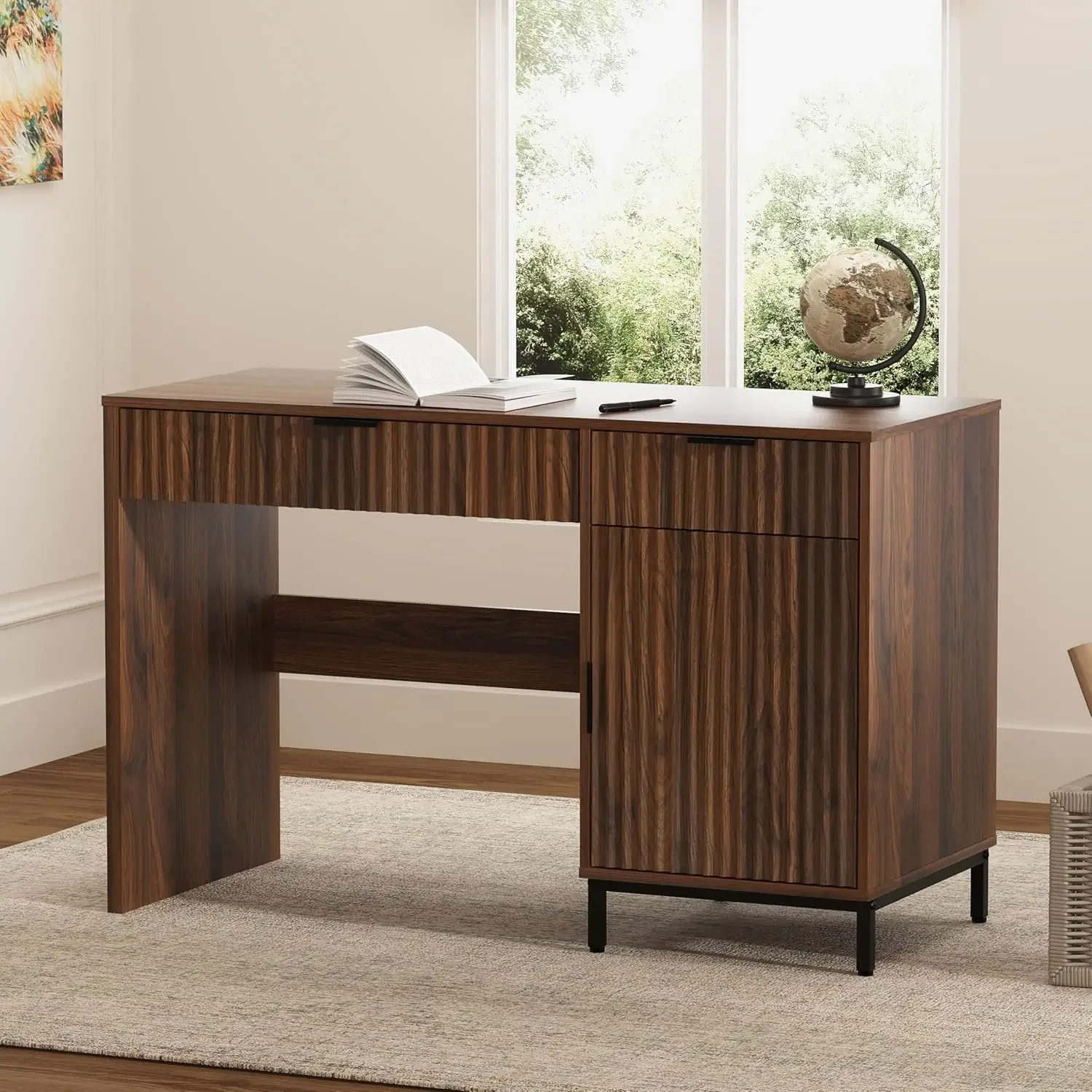 Brown Fluted Executive Desk Modern Wood Home Office Desk With Charging Station Drawer Cabinet Computer Writing Desk For Work Stu
Brown Fluted Executive Desk Modern Wood Home Office Desk With Charging Station Drawer Cabinet Computer Writing Desk For Work Stu