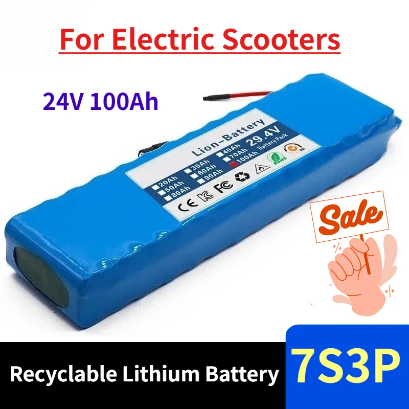 7S3P 18650 24V 100Ah Recyclable Lithium Battery Pack for Electric Scooters with Charger
7S3P 18650 24V 100Ah Recyclable Lithium Battery Pack for Electric Scooters with Charger