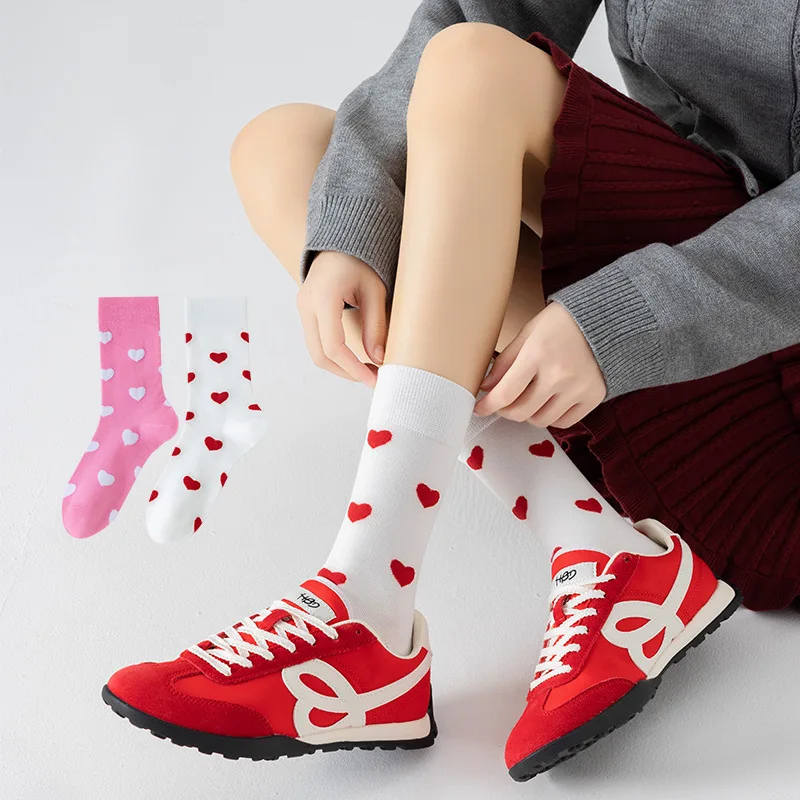 2 Pairs 2026 Spring Women's White Heart-shaped Casual Knit Socks Set Cozy Woman Grip Socks Kawaii warm School Socks for Girls
2 Pairs 2026 Spring Women's White Heart-shaped Casual Knit Socks Set Cozy Woman Grip Socks Kawaii warm School Socks for Girls