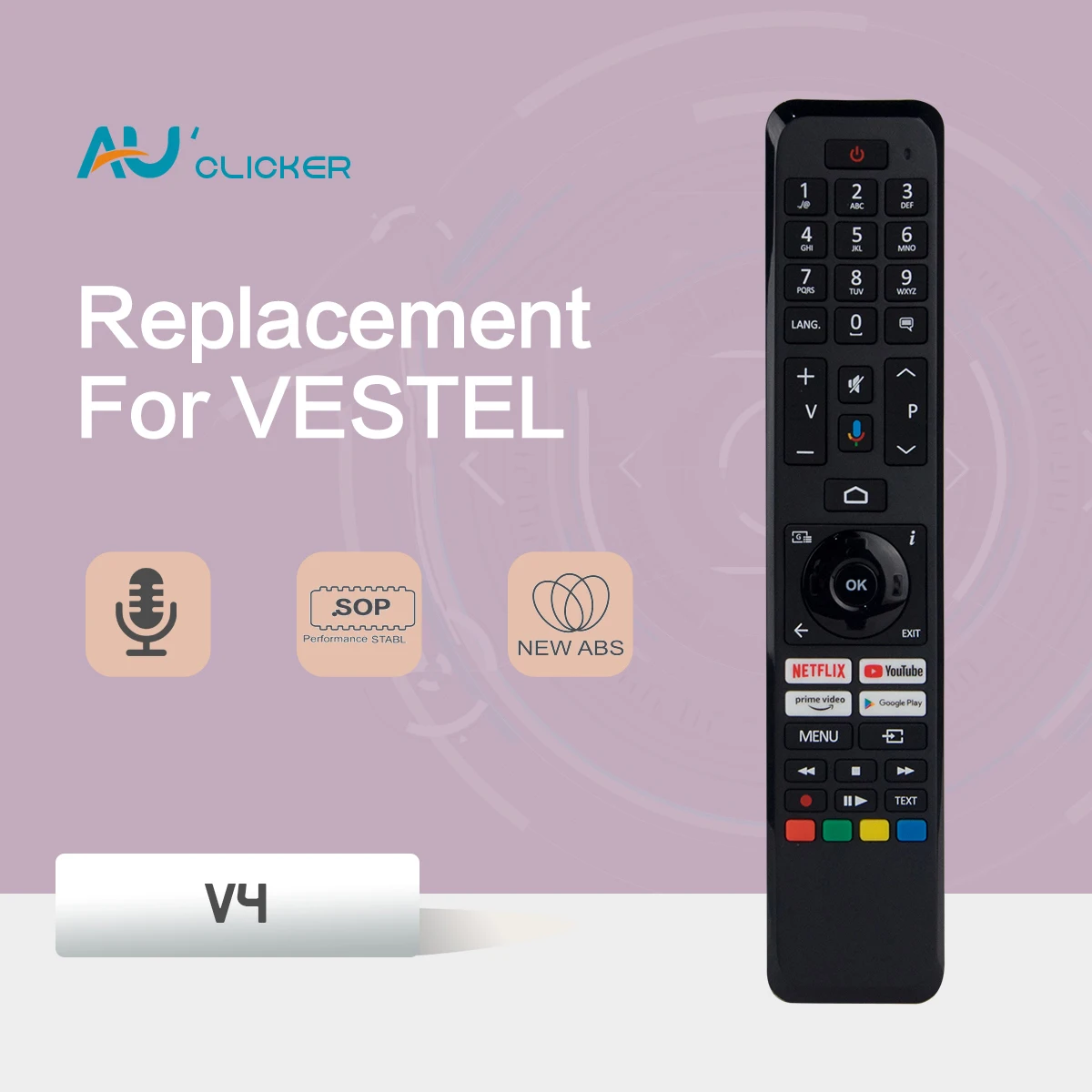 VS-V4 Voice Remote Control For Vestel Smart TV 30111973 RC45160BT CT-8563
VS-V4 Voice Remote Control For Vestel Smart TV 30111973 RC45160BT CT-8563