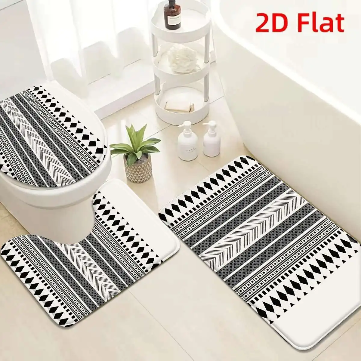 3Pcs Black White Tribal Geometric Bath Mat Non Slip Absorbent Toilet Rug with Lid Cover for Bathroom Washable Flannel
3Pcs Black White Tribal Geometric Bath Mat Non Slip Absorbent Toilet Rug with Lid Cover for Bathroom Washable Flannel