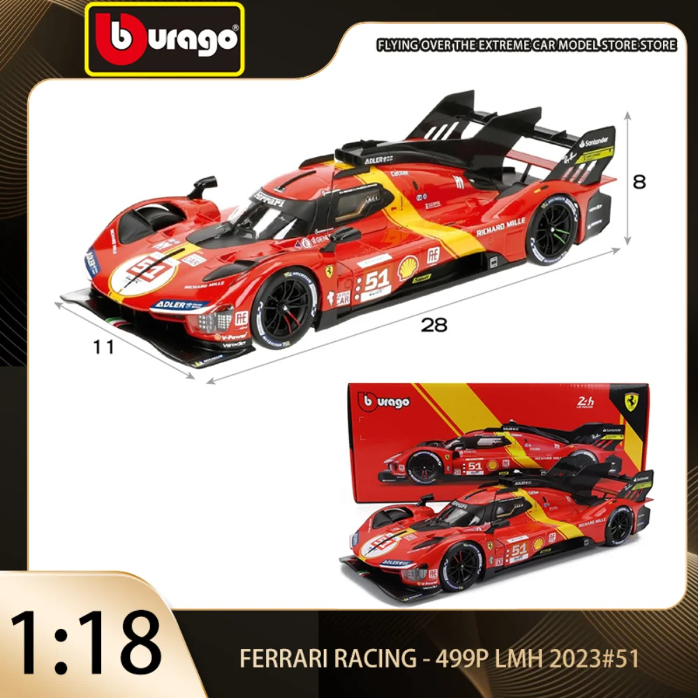 Bburago 1:18 Ferrari Racing 499P LMH 2023#51 Alloy Detailed Interior-Opening Doors and Hood To Winner of The 24h of Le Mans 2023
Bburago 1:18 Ferrari Racing 499P LMH 2023#51 Alloy Detailed Interior-Opening Doors and Hood To Winner of The 24h of Le Mans 2023