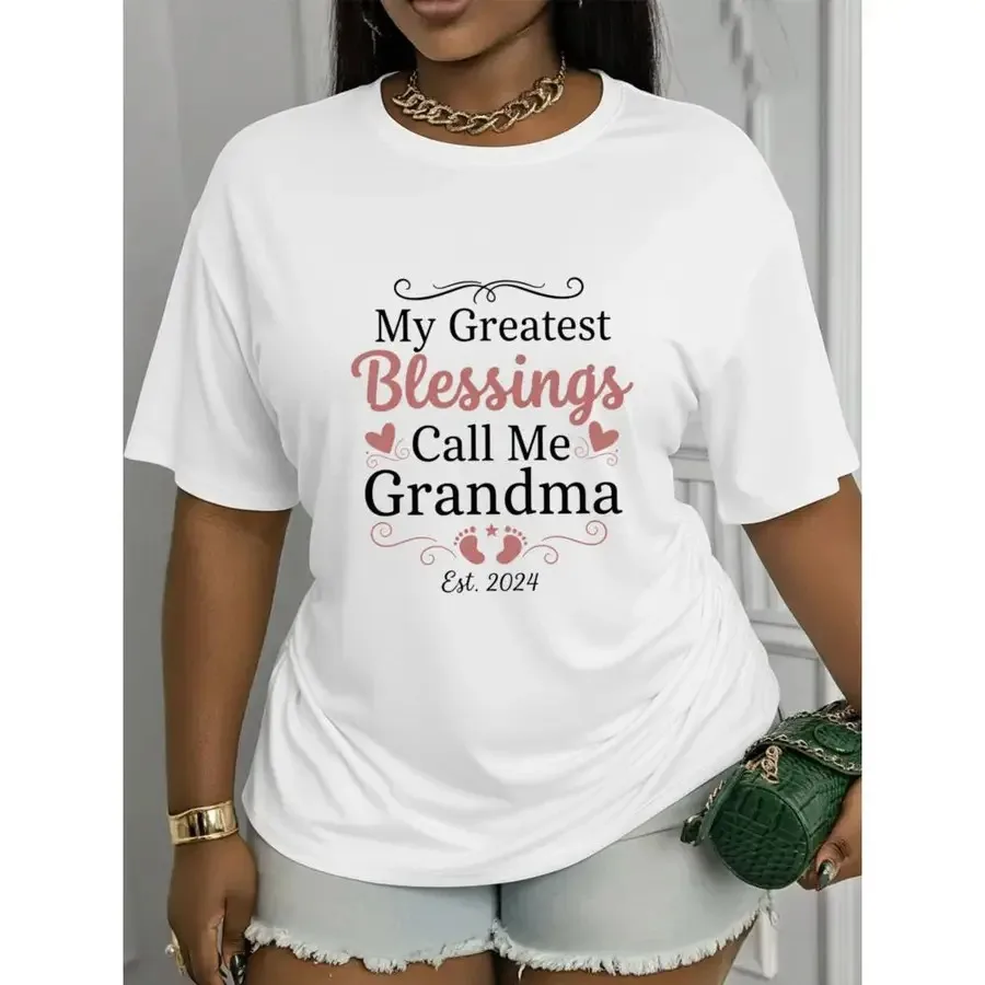 【New style】Casual Crew Neck Printed T-shirt Suitable for All Seasons My Greatest Blessing Is Calling Me Grandma! This Is Made o
【New style】Casual Crew Neck Printed T-shirt Suitable for All Seasons My Greatest Blessing Is Calling Me Grandma! This Is Made o