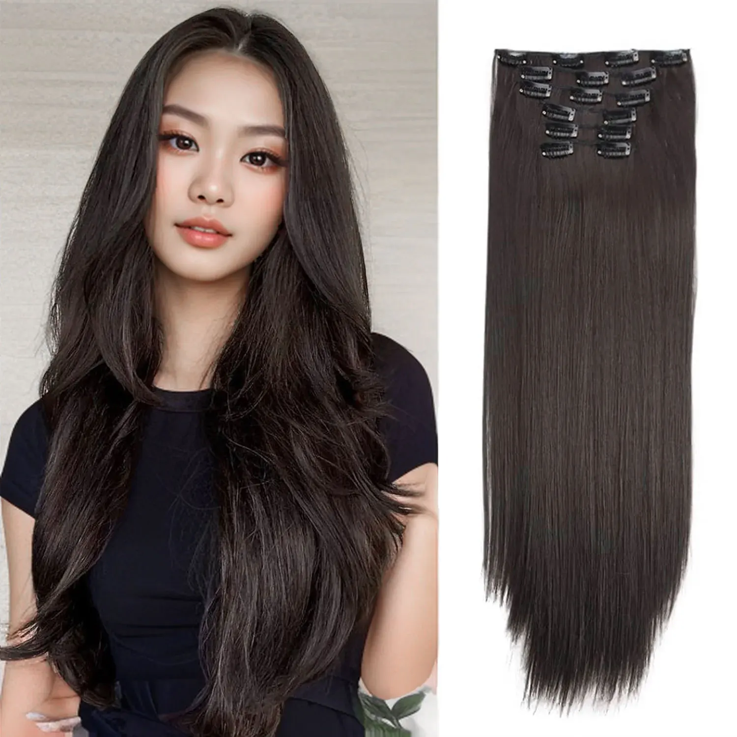 Синтетические 6 шт., заколки для наращивания волос, черные прямые волосы для наращивания для женщин, многослойные наращивание волос, термостойкие длинные волнистые
Синтетические 6 шт., заколки для наращивания волос, черные прямые волосы для наращивания для женщин, многослойные наращивание волос, термостойкие длинные волнистые