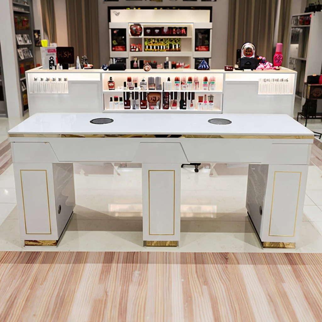 Professional Salon Double Nail Desk Manicure Furniture Art Table for Gel Nail
Professional Salon Double Nail Desk Manicure Furniture Art Table for Gel Nail