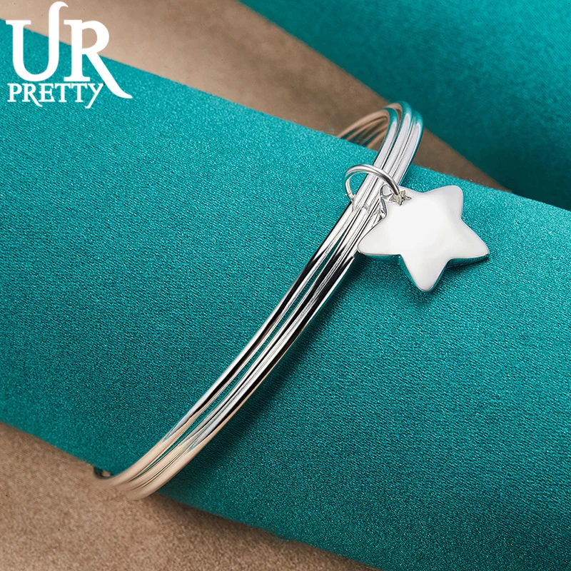 925 Sterling Silver Three Ring Star Pendant Bangle Bracelet For Women Party Gift Engagement Wedding Fashion Jewelry
925 Sterling Silver Three Ring Star Pendant Bangle Bracelet For Women Party Gift Engagement Wedding Fashion Jewelry