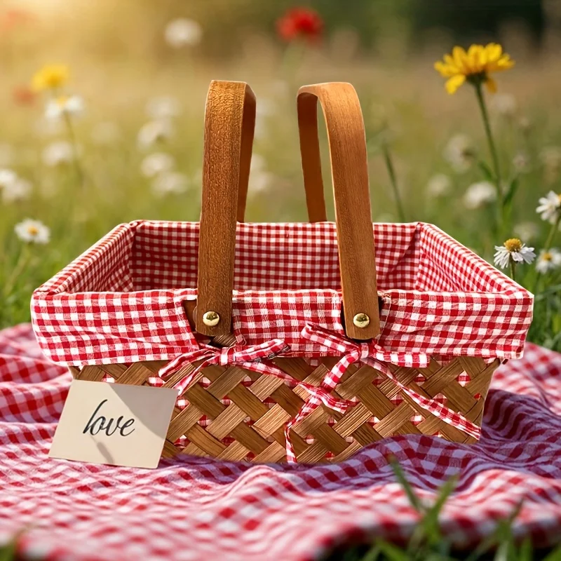 1pc Willow Picnic Basket - Multi-Use for Outdoor/Home | Handwoven with Checkered Lining & Folding Handles
1pc Willow Picnic Basket - Multi-Use for Outdoor/Home | Handwoven with Checkered Lining & Folding Handles