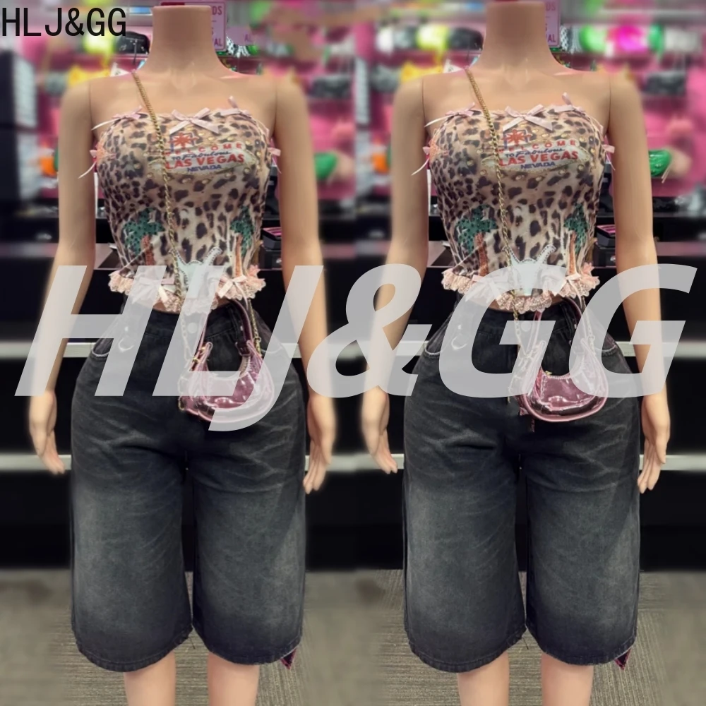 HLJ&GG Y2K Fashion Leopard Print Slim Tank Top Two Piece Sets Women Sleeveless Backless Vest And Denim Pocket Shorts Outfit 2025
HLJ&GG Y2K Fashion Leopard Print Slim Tank Top Two Piece Sets Women Sleeveless Backless Vest And Denim Pocket Shorts Outfit 2025